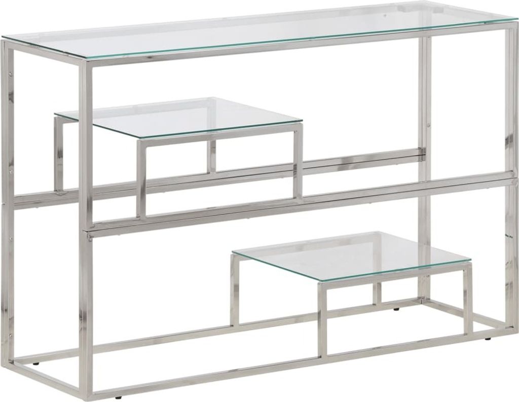 Konsolentisch Silbern Edelstahl und Hartglas