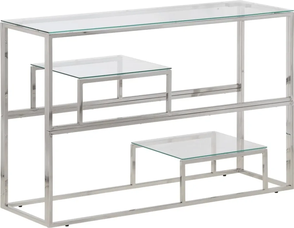 Petite console étroite pour entrée gain de place en verre et acier inox