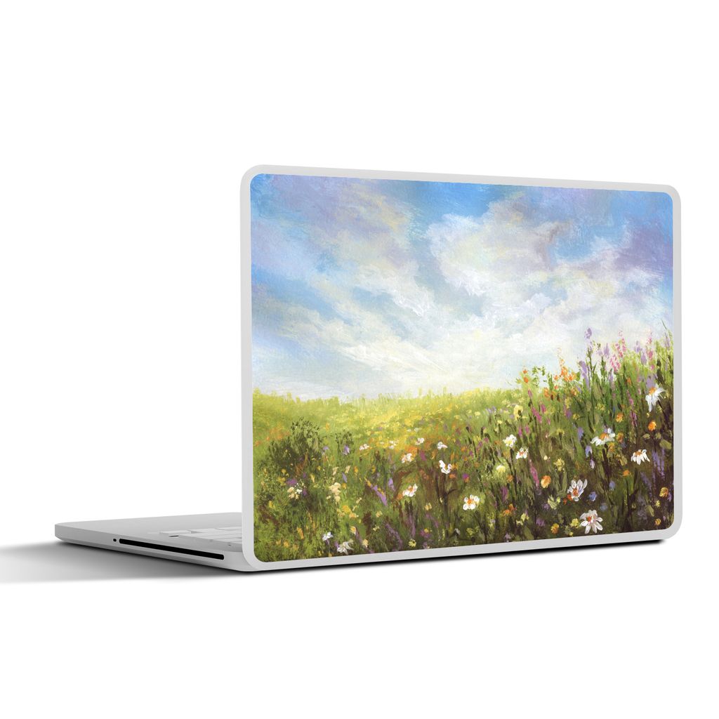 MuchoWow Laptop Aufkleber Sticker Cover Sommer - Blumen - Ölfarbe 36.5x27.5 cm - Laptop-Sticker