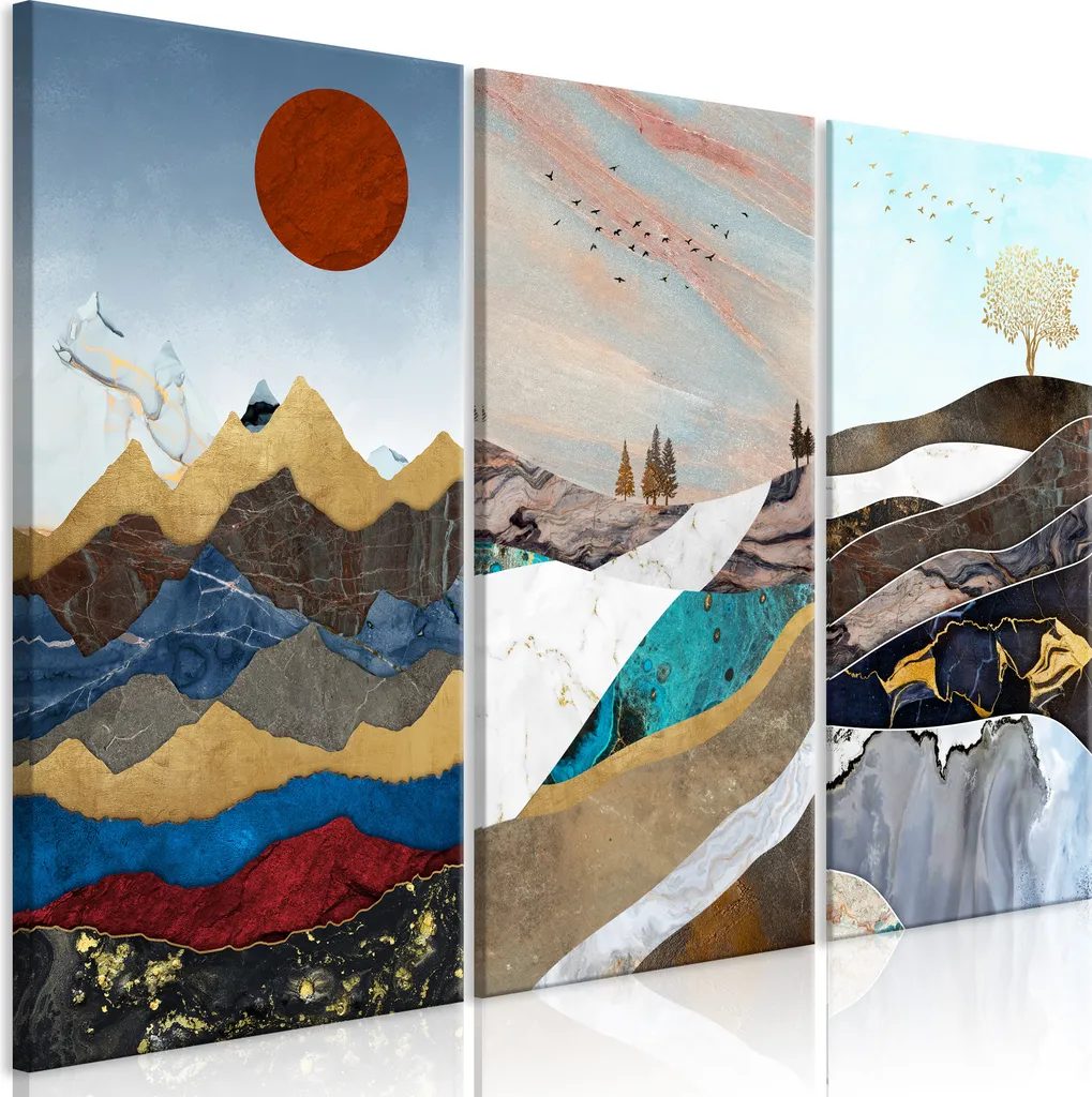 Quadro in tessuto non tessuto - Panorama di pensieri (3 parti) 90x60 cm Paesaggi c-A-0176-b-e