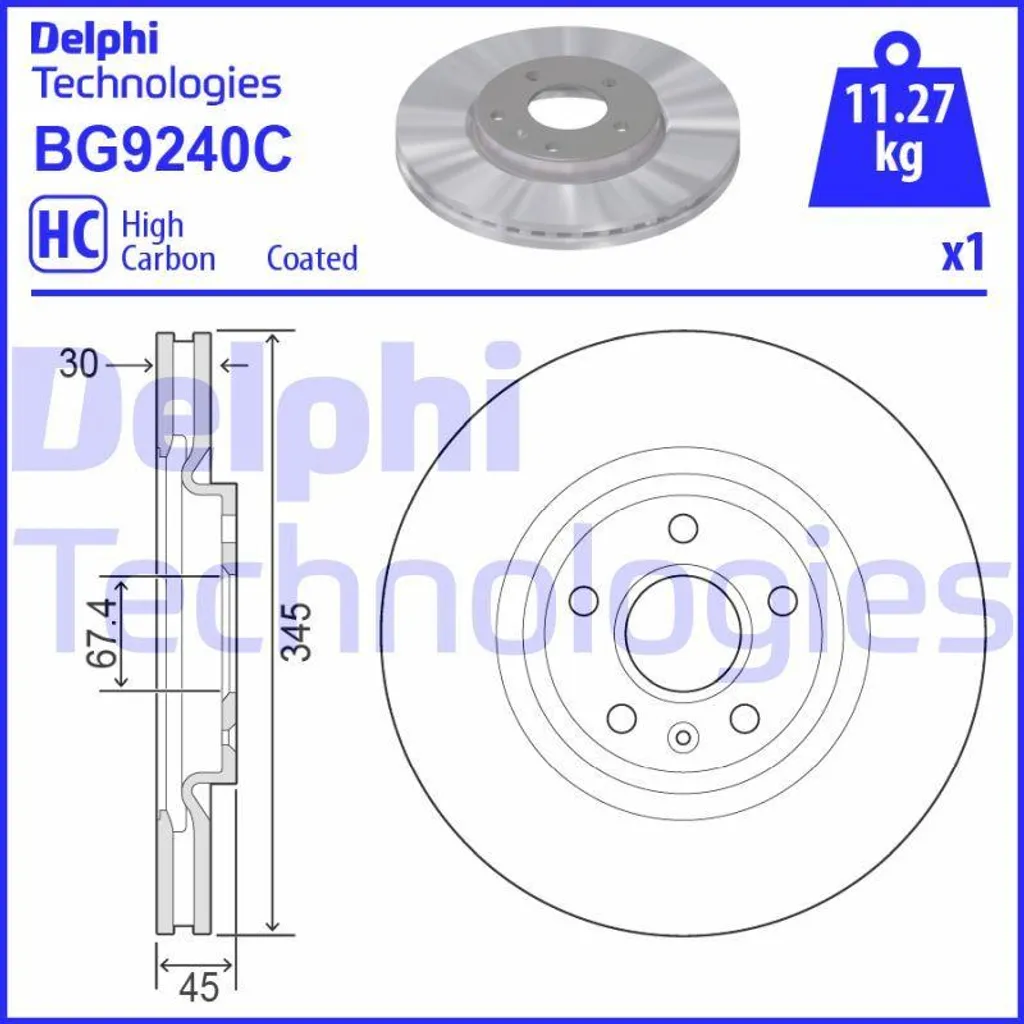 Disque de frein Delphi BG9240C anti-vibration et sifflement Insignia