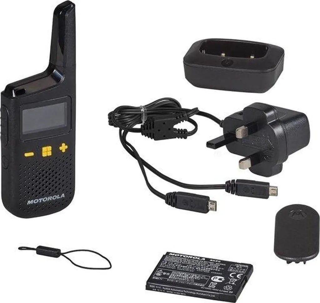 Talkie-walkie PMR446 noir 16 canaux avec batterie 24h et portée 8km