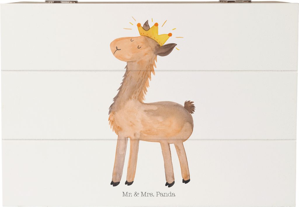 Mr. & Mrs. Panda Geschenkbox Lama König 22 x 15 cm - Weiß - Geschenk, Lamas, Vorgesetzter, Box, fotobox, Truhe, Freundin, Abitur, schatztruhe, Ho...
