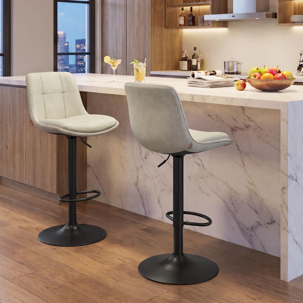 VASAGLE 2 Barstühle, Barhocker mit Rückenlehne und Produktbild 