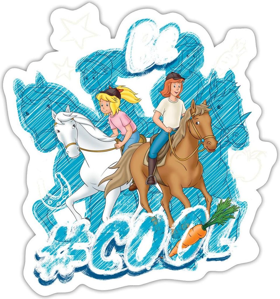 Spreadshirt Bibi Und Tina Be Cool Reiterinnen Sticker Aufkleber, 10 x 10 cm, Mattweiß