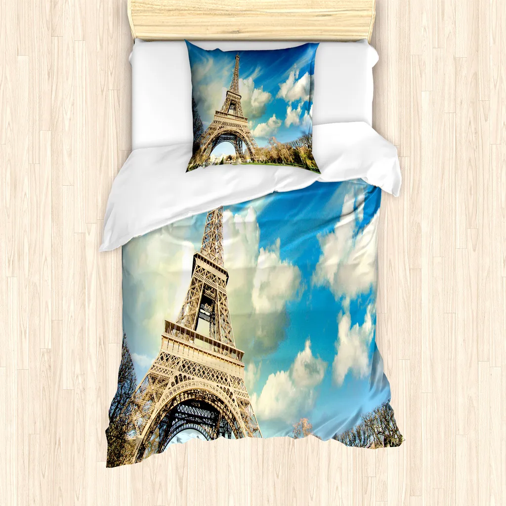 Set Letto Singolo Paris ABAKUHAUS 135x200 Stampa Digitale Torre Eiffel