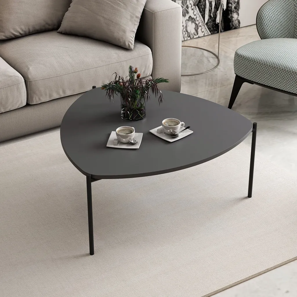 Table basse robuste Lenny coloris anthracite mat design moderne 90cm