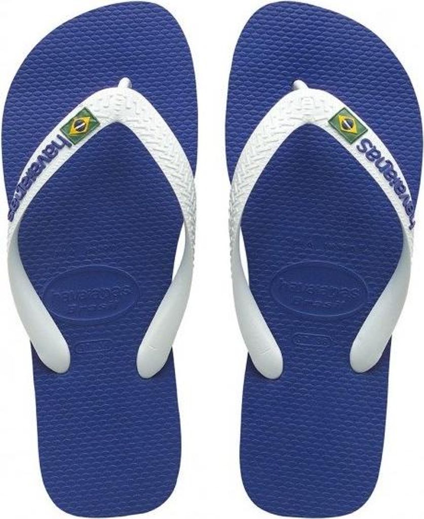 Havaianas Kinder Flip-Flops mit Brasil Logo, Blau, weiches und flauschiges Fußbett