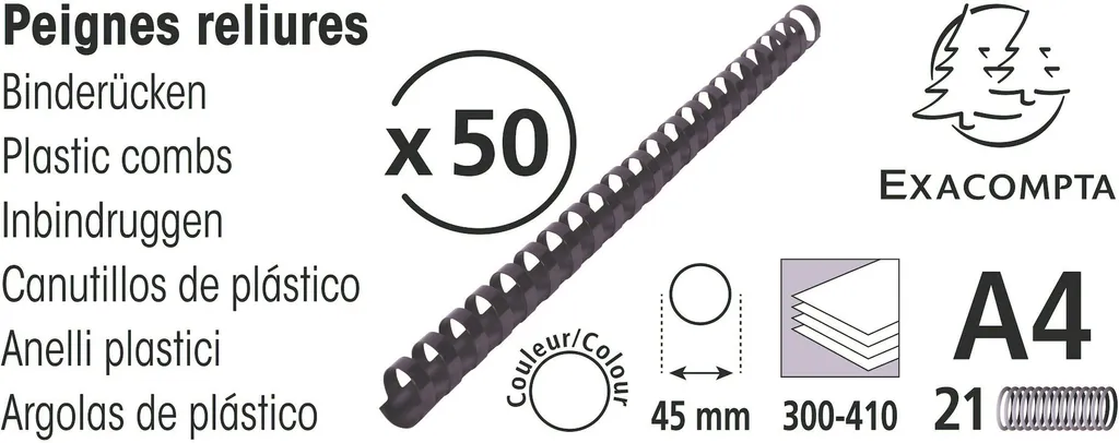 Exacompta 75901E: 50 Spirali 45mm Nero. Dai Forma alle tue Idee A4