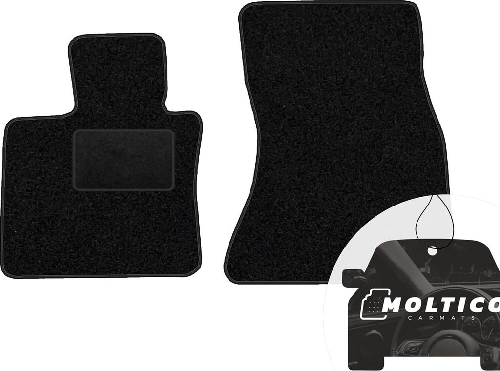 moto-MOLTICO Vorne Fußmatten Auto Velours Autoteppiche Schwarz Automatten Set 2-teilig passend für BMW 7er F01 2008-2015