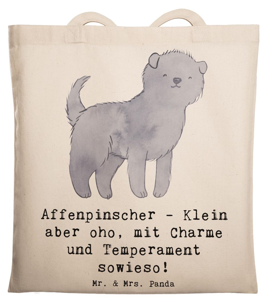 Mr. & Mrs. Panda Shopping Tasche Affenpinscher Charme - Transparent - Geschenk, Wohnungshund, Laptoptasche, Tote Bag, Hunderasse, Schultasche, Hund...