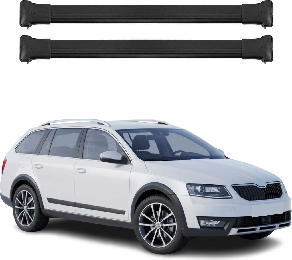 Dachträger Grundtäger für Skoda Octavia Scout mk3 Kombi 2013-2020 Alu Schwarz 2x
