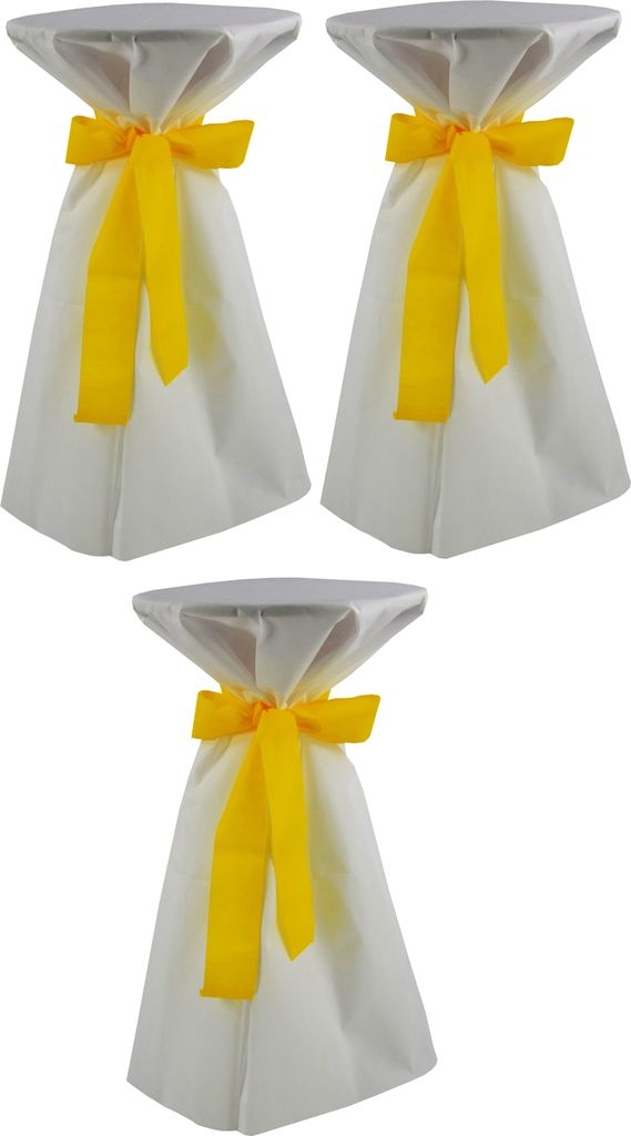 3 Stück Stehtischhusse 80cm Ø Sensalux, weiß, Schleifenband gelb