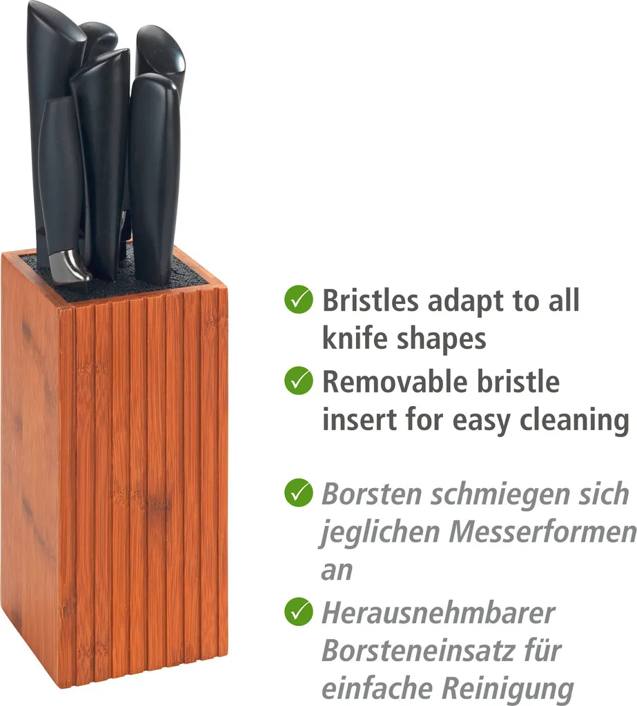 WENKO Mera Ceppo per Coltelli in Bambù Scuro FSC - Design Universale - 3