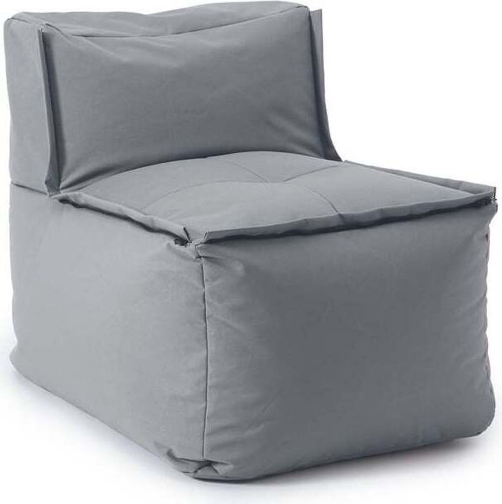 A gray beanbag chair is shown from a three-quarter angle against a white background.