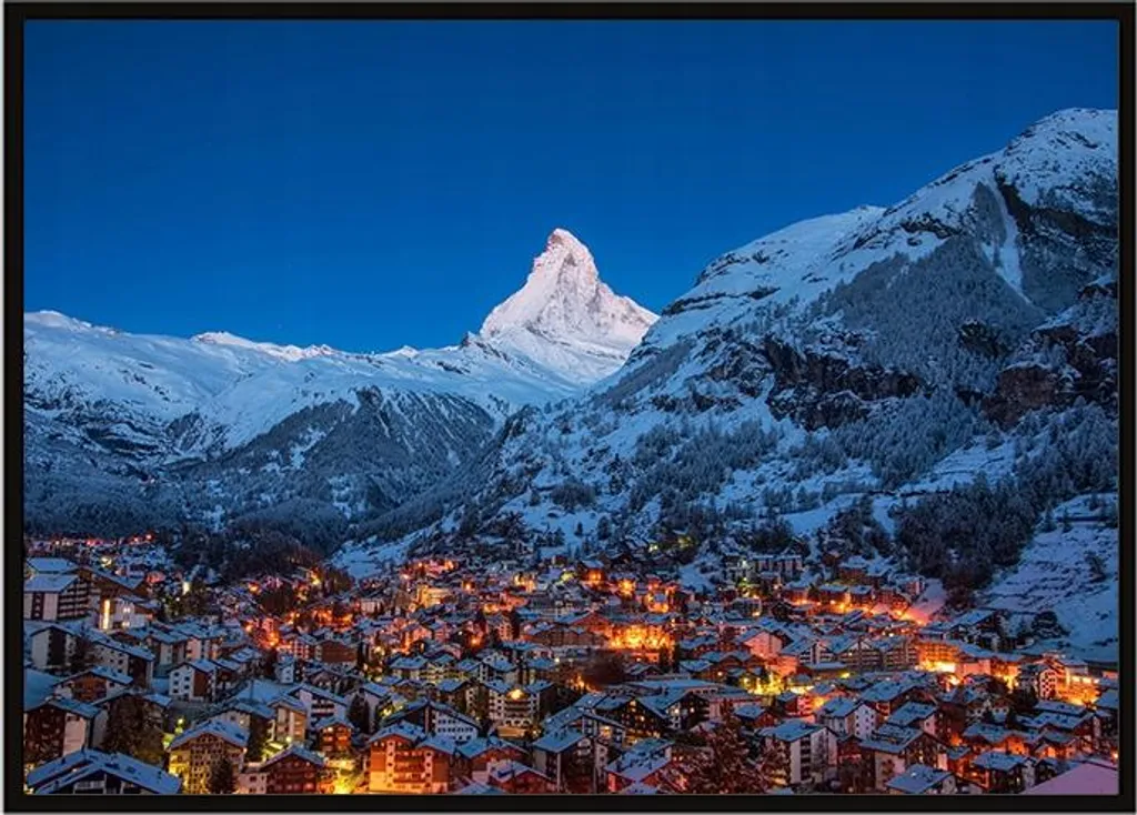 Tableau déco montagne Cervin P1015 - Cadre mural format 53x73 cm chic