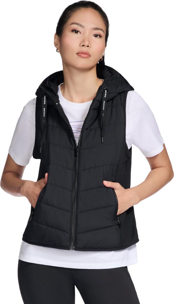 Skechers GO Shield Performance Elite Hooded Vest JA212-BLK, Sportweste, Damen, Schwarz