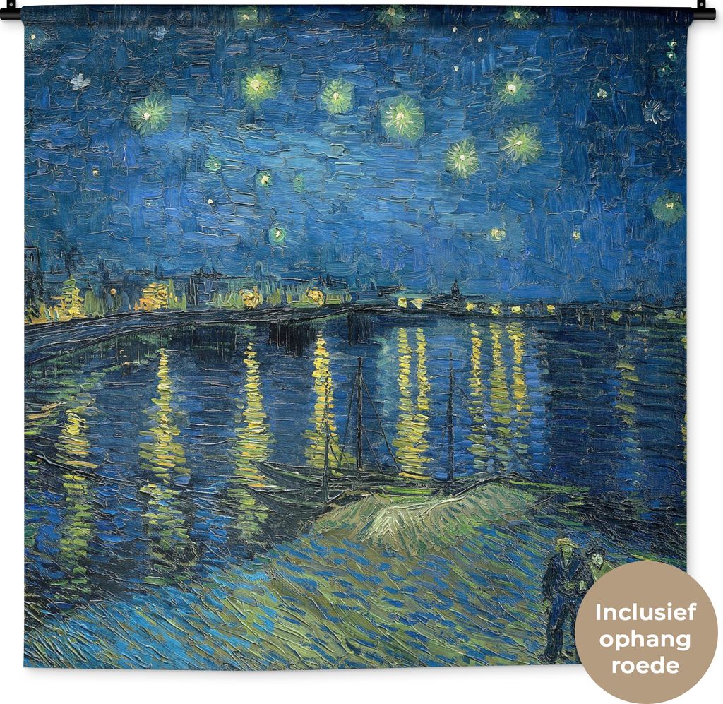 MuchoWow Wandteppich Wandbehang Die sternenklare Nacht - Vincent van Gogh 120x120 cm Tapisserie Dekoration Wandtuch - Modern - Baumwollgewebe