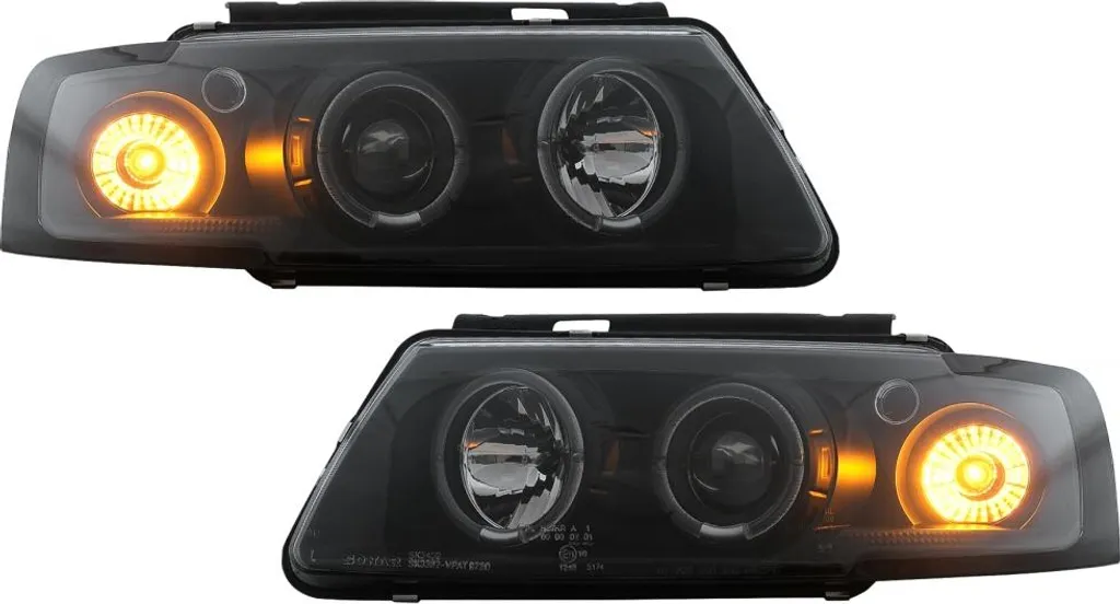 Bloc Optique Avant Angel Eyes Noir pour VW Passat B5 3B de 1996 à 2000