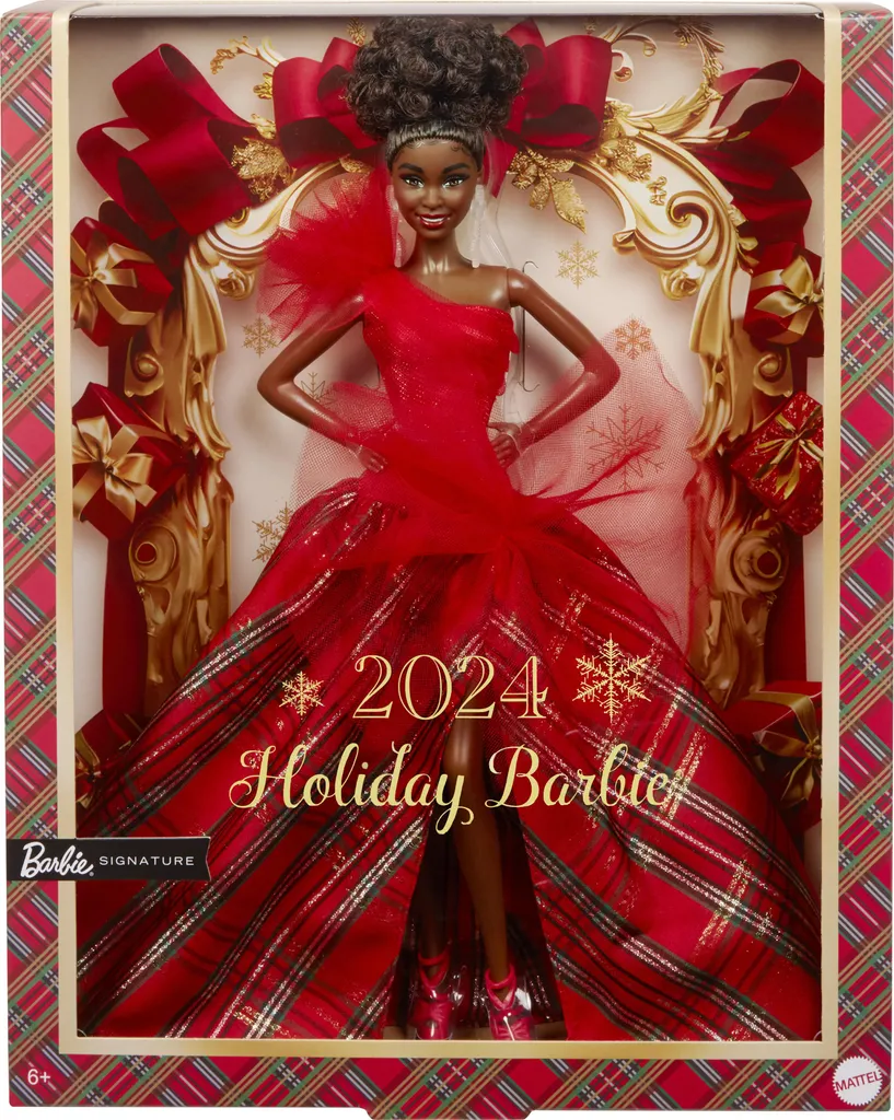 Poupée de Collection Barbie Noël 2024 Robe de Bal Écossaise HRM62