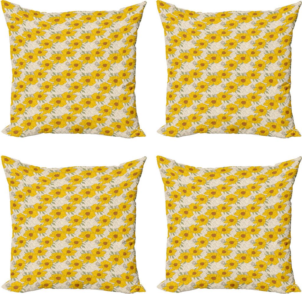 ABAKUHAUS Jahrgang Kissenbezug Set (4 Stück), Romantische Blumen-Garten-Kunst, Moderner Doppelseitiger Digitaldruck, 40 cm x 40 cm, Mehrfarbig