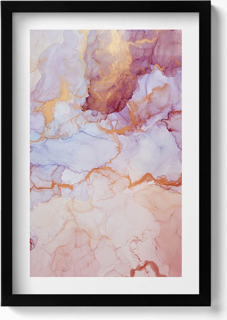Marmor Textur– Wandbild mit Rahmen – Gerahmtes Bild – Wanddekoration – 40x60 cm – Schwarz