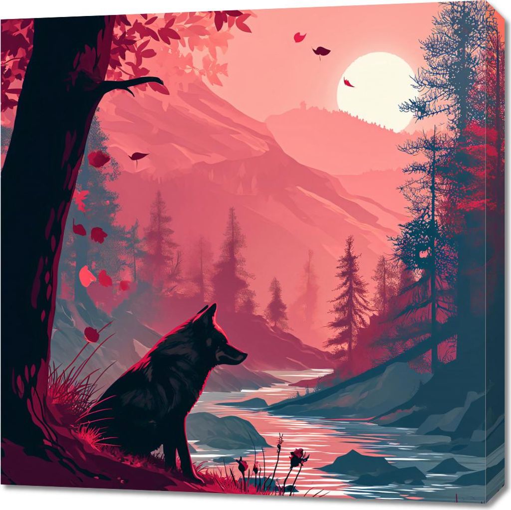 Bild 70x70cm Wolf Am Waldrand