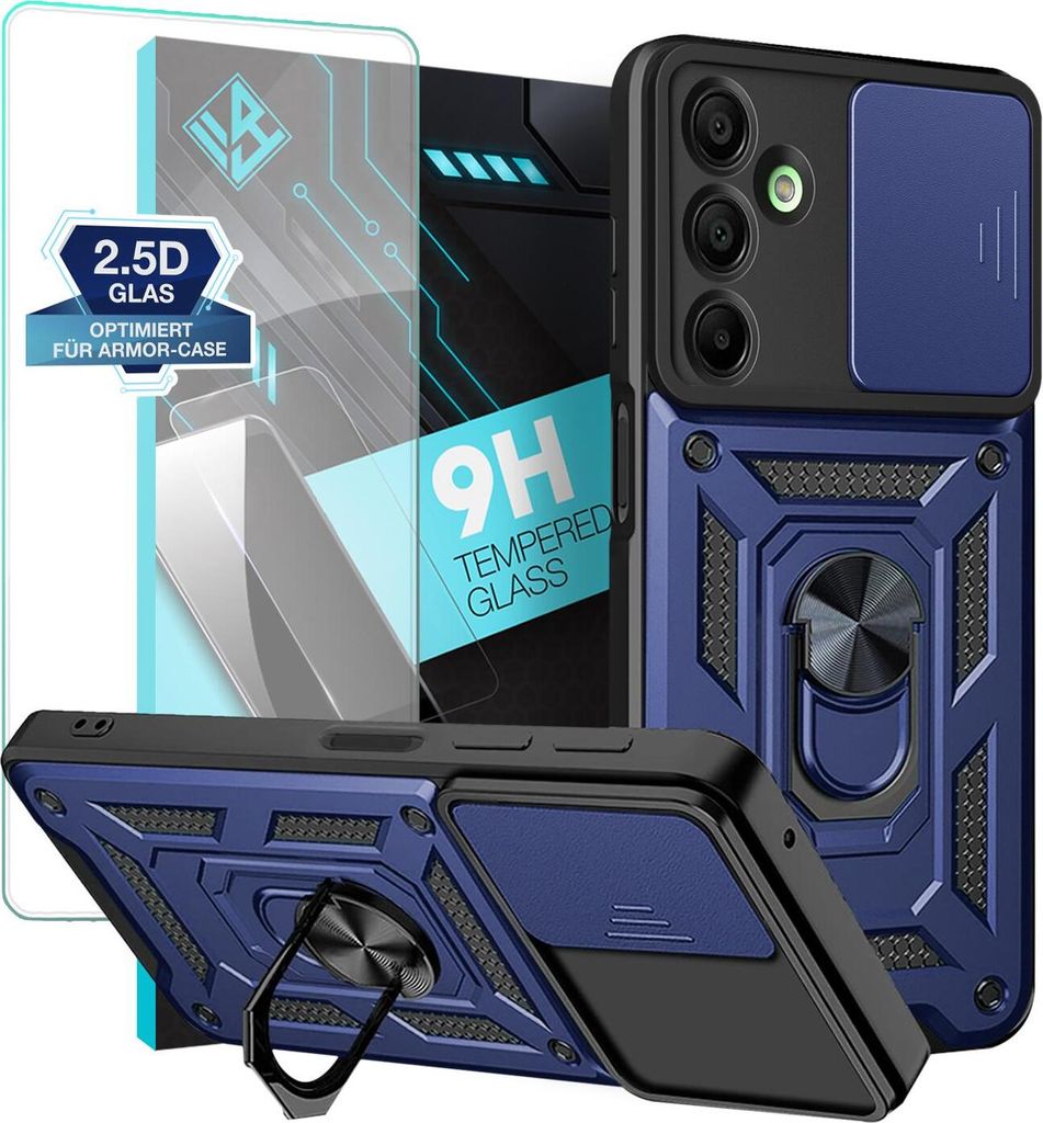 Armor Handyhülle für Samsung Galaxy A16 / A16 5G mit 9H Displayglas Displayschutz Kameraschutz Handy Panzer Case Cover Schutzhülle Outdoor Farbe...