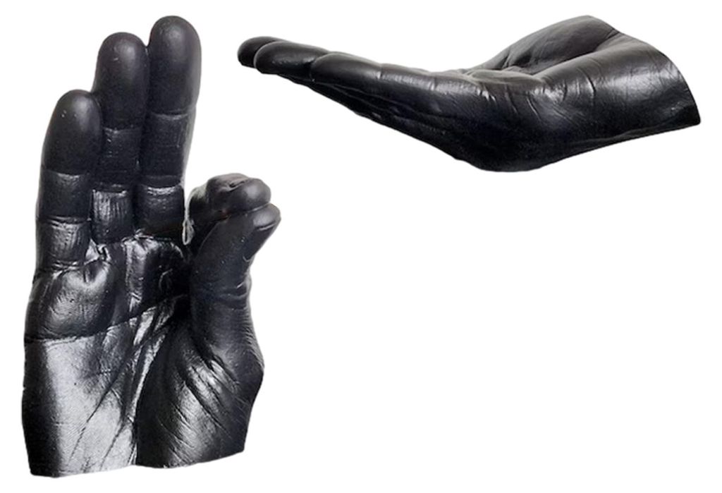 1 Paar handförmige Räucherstäbchenhalter aus Kunstharz mit Ascheauffangschale – dekorativer Halter für Meditation, Yoga und Tischdekoration