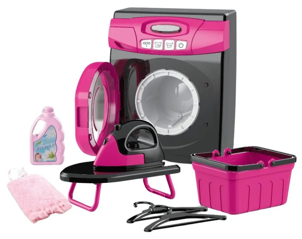 Machine à laver pour enfant interactive rose pour jouer à la buanderie