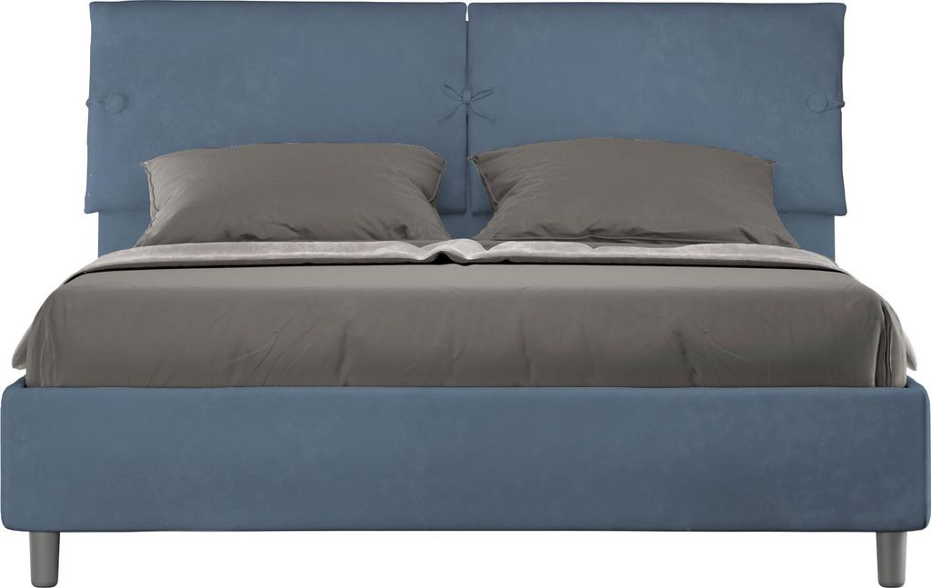 ITYHOME - Gepolstertes Bett ohne Lattenrost 160x190 mit Mikrofaserbezug Blau Sleeper