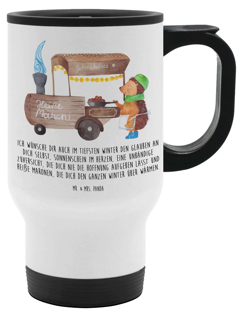 Mr. & Mrs. Panda thermosbecher Igel Maronen - Weiß - Geschenk, Advent, Weihnachtsmarkt, Kaffeebecher To Go, Thermobecher, trinkbecher mit deckel, ...