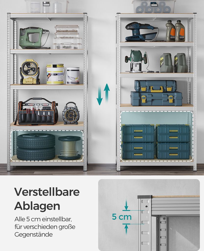SONGMICS 2er Set, Lagerregal mit 5 Regalböden, 200 x 100 x Produktbild 4