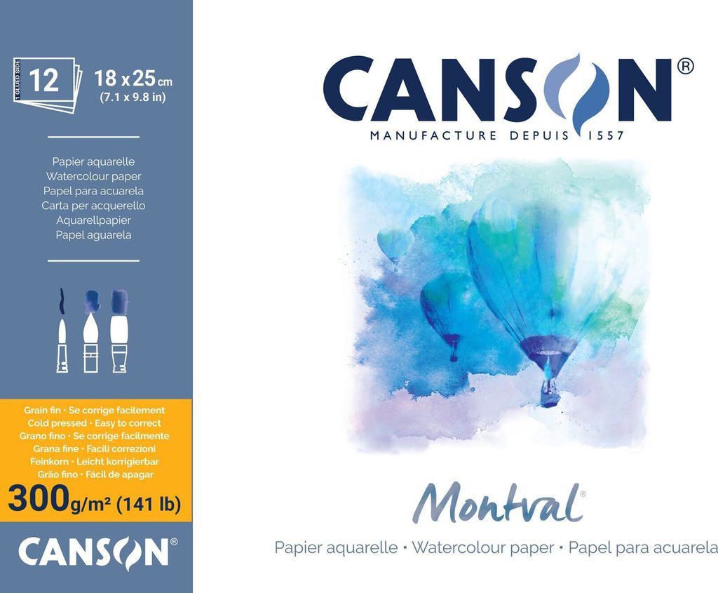 Canson Pad Montval Cold Pressed Skizzenbuch 12 25 x 18 cm 300 g Natural White