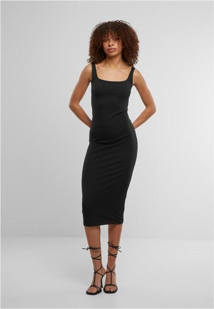 Urban Classics Mittellanges Kleid Damen Ladies Basic Long Baumwolle Jersey Dress schwarz L