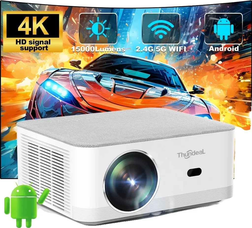 Vidéoprojecteur Connecté Android 9.0 avec LED 4K Puissante 15000 lm