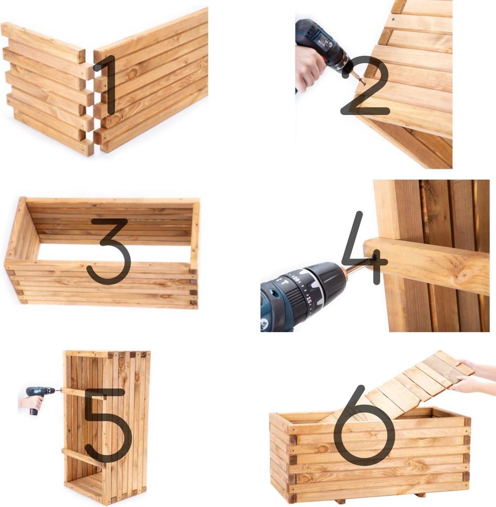 Pflanzkasten Holz mit Vlies 180x42x38cm naturbraun - XXL Produktbild 7