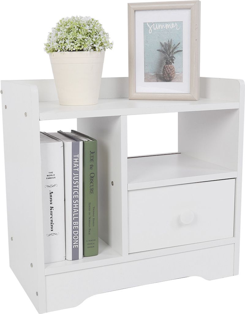 Schlafzimmer Nachttisch Nachttisch Schrank mit Schublade Home Storage Organizer (Weiß)