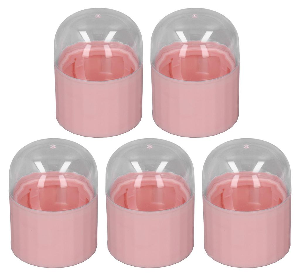 5er-Set Aufbewahrungsboxen für Make-up-Schwämme, staubdicht, atmungsaktiv, mit Halter, rosa