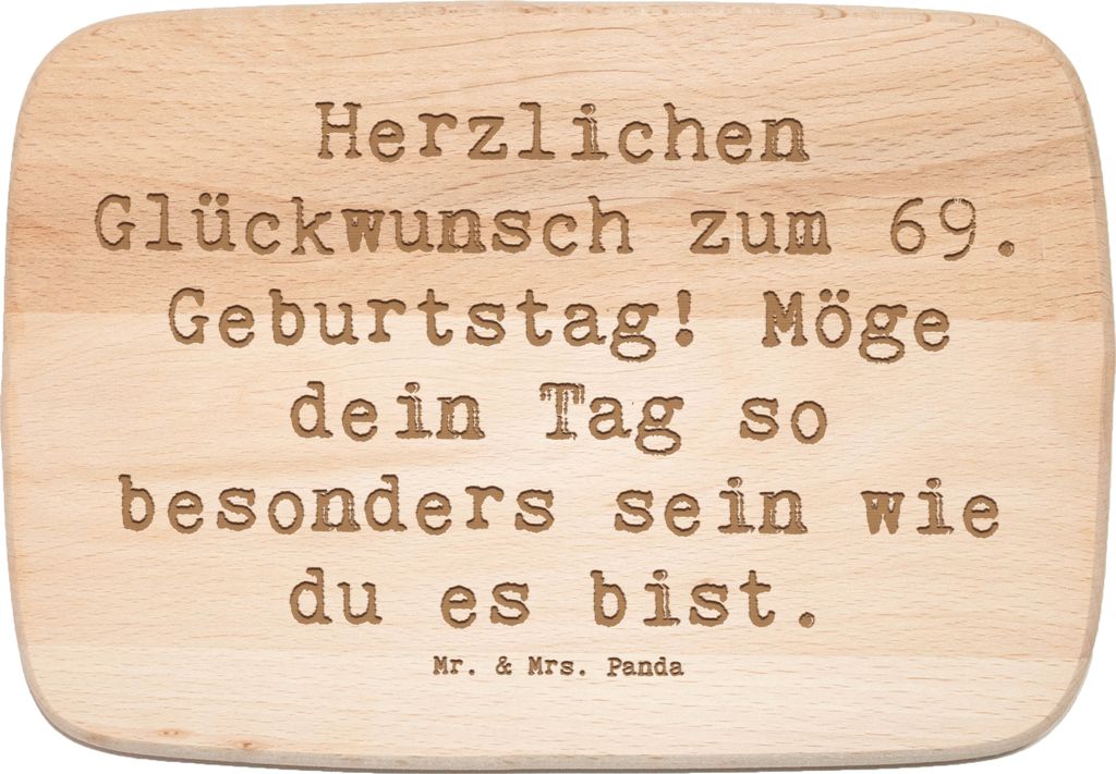 Mr. & Mrs. Panda Schneidebrett Holz Spruch 69. Geburtstag Besonderer Tag - Transparent - Geschenk, du bist besonders, Liebe, Happy Birthday, vesper...