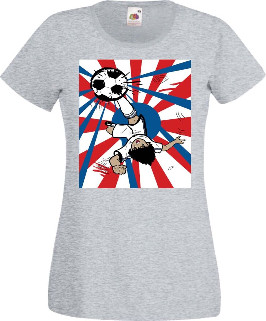 Damen T-Shirt Manga Anime Captain Tsubasa 03 Oozora, Lady XS / Grau