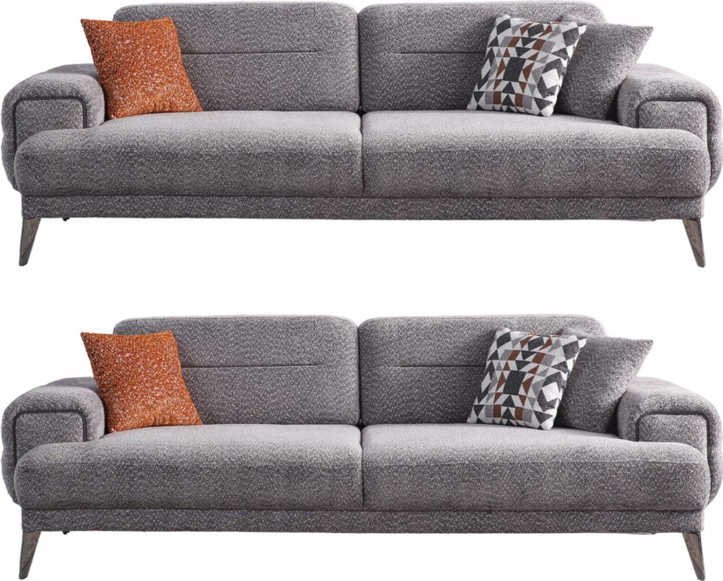 Villa Möbel Sofa Set Torino Farbe: Grau Stellvariante:2+2 mit Relax-/Bettfunktion durch verstellbare Rückenlehne