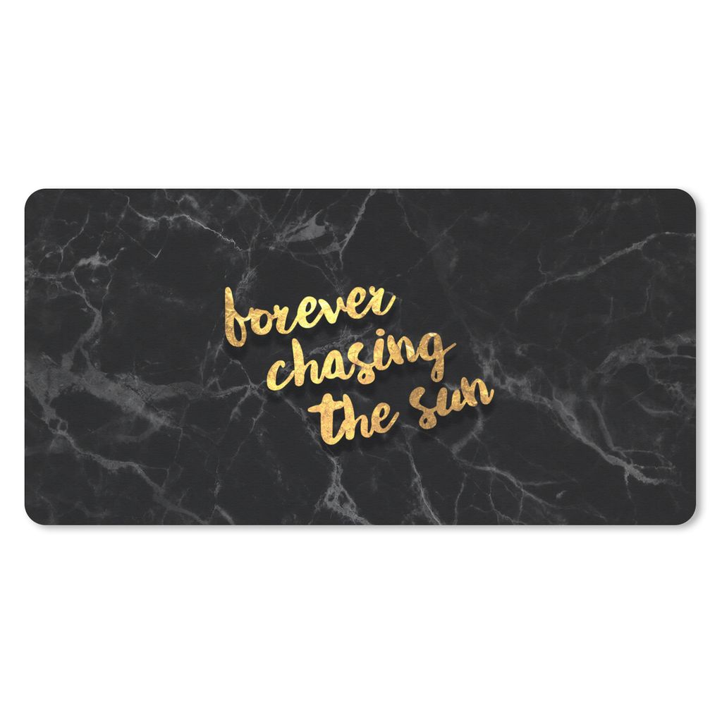 MuchoWow Schreibtischunterlage Zitate - Sonne - Gold - Marmor 80x40 cm - XXL Mauspad - Gaming Mauspad