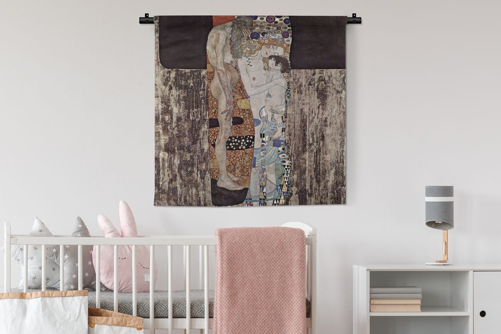 MuchoWow Wandteppich Wandbehang Die drei Etappen im Leben einer Frau - Gustav Klimt 90x90 cm Tapisserie Dekoration Wandtuch - Wandaufhänger