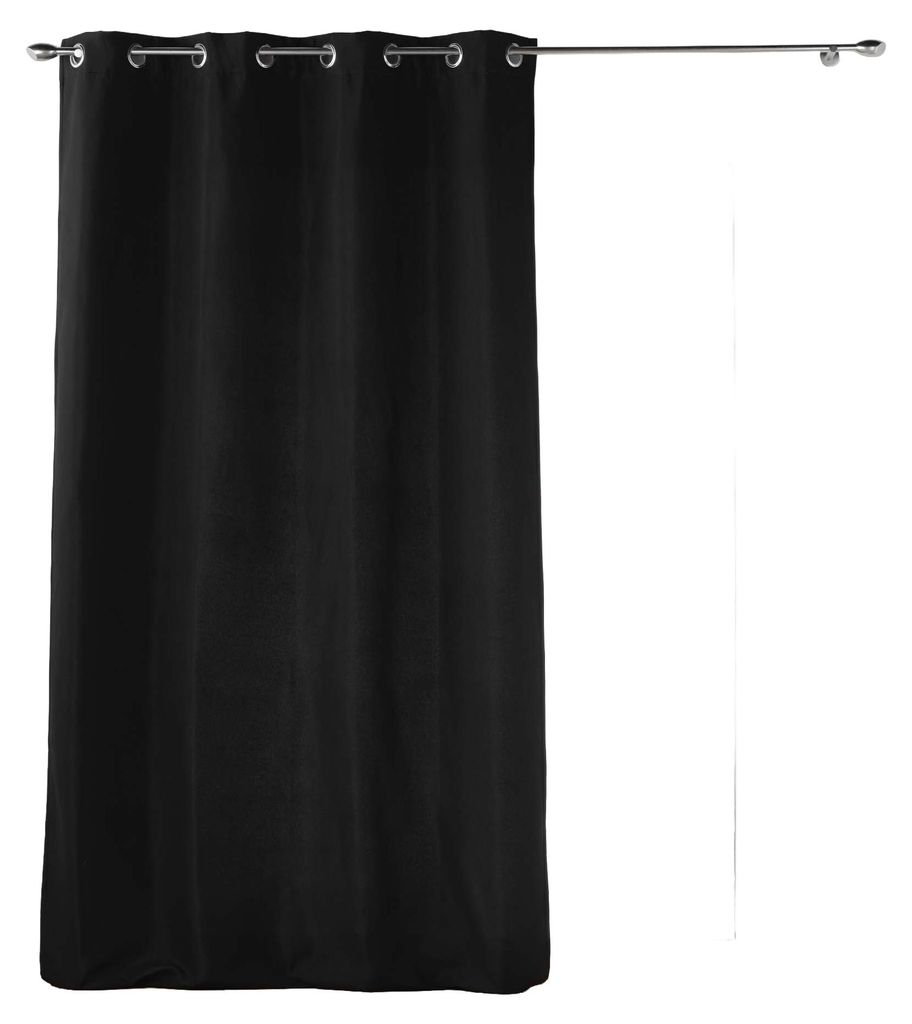 Vorhang mit Ösen MICROPOLAR, 135 x 260 cm, wärmedämmend, schwarz