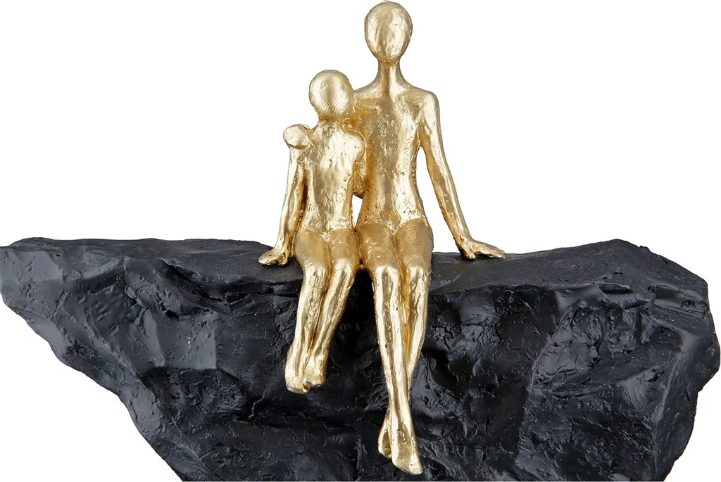 Idée Cadeau Naissance : Sculpture Gilde Mère et Enfant Noir et Or - 3