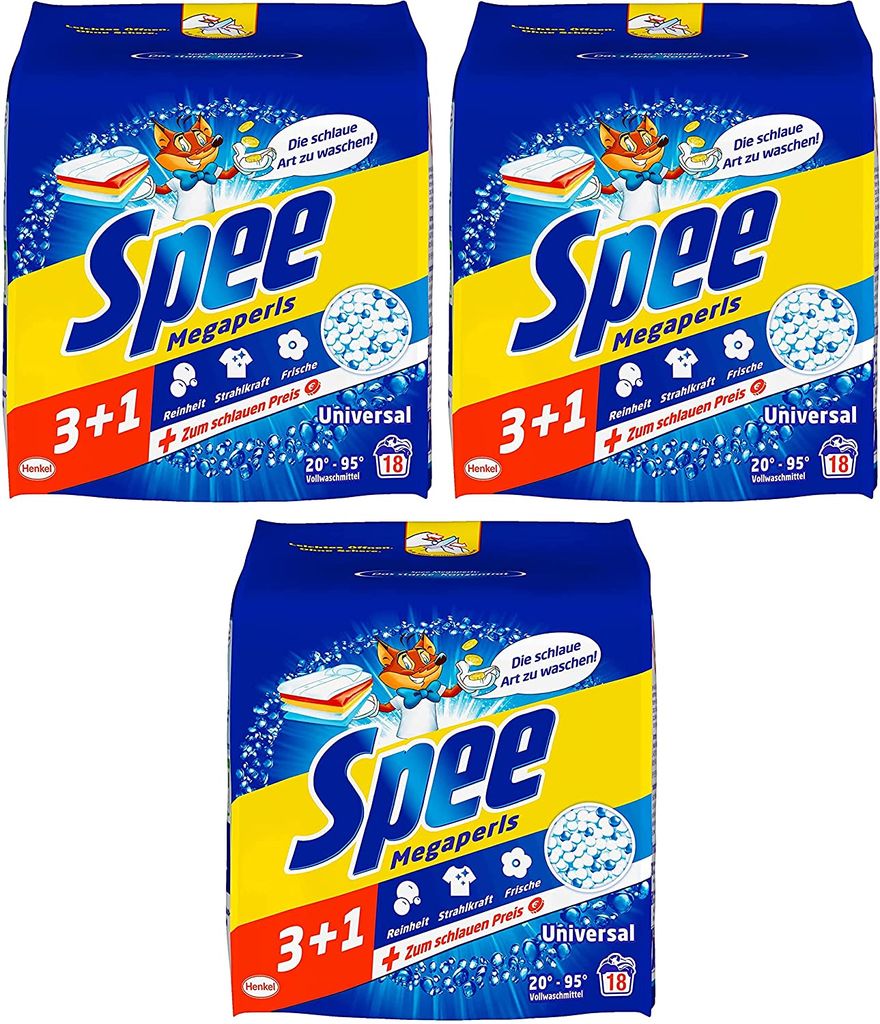 Spee, Megaperls Universal 3+1, Vollwaschmittel, 54 (3 x 18) Produktbild 