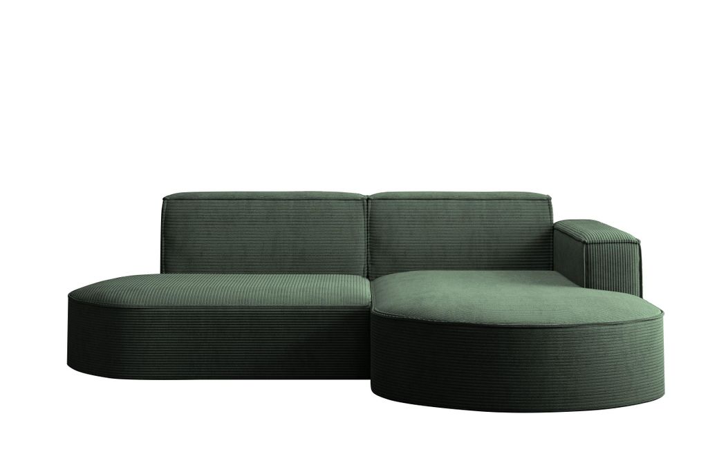 Kaiser Möbel Ecksofa mit runden Abschlüssen aus Cordstoff – Produktbild 