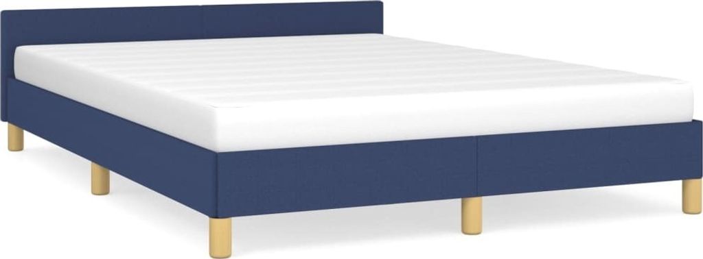 Bettgestell mit Kopfteil ohne Matratze Blau 140x190 cm Stoff