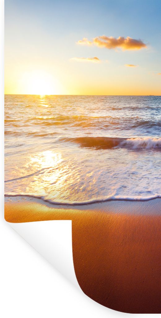 MuchoWow Wandtattoo Wandsticker Wandaufkleber Strand - Meer - Sonne - Horizont 60x120 cm Selbstklebend und Repositionierbar - Selbstklebend - Fot...